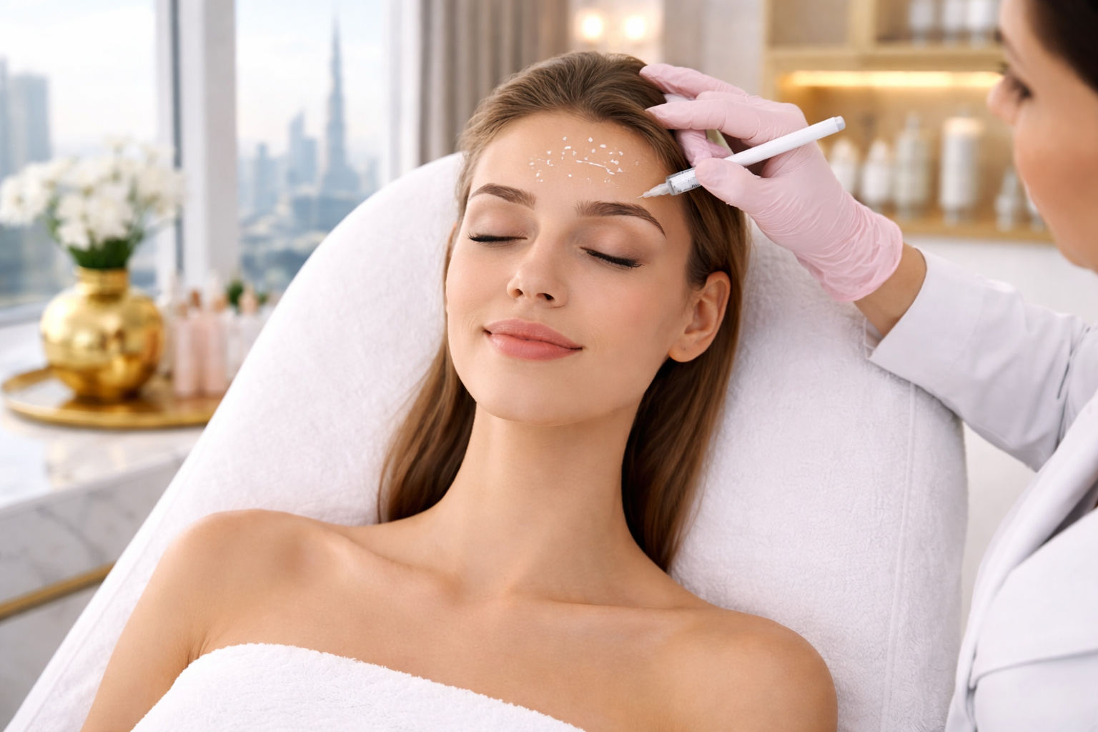 Botox dosage consultation for forehead lines in Dubai clinic