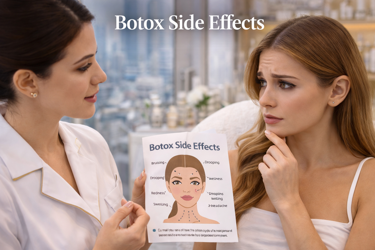 Botox consultation explaining side effects in Dubai clinic