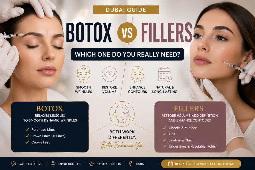 Botox vs fillers comparison treatment in Dubai clinic