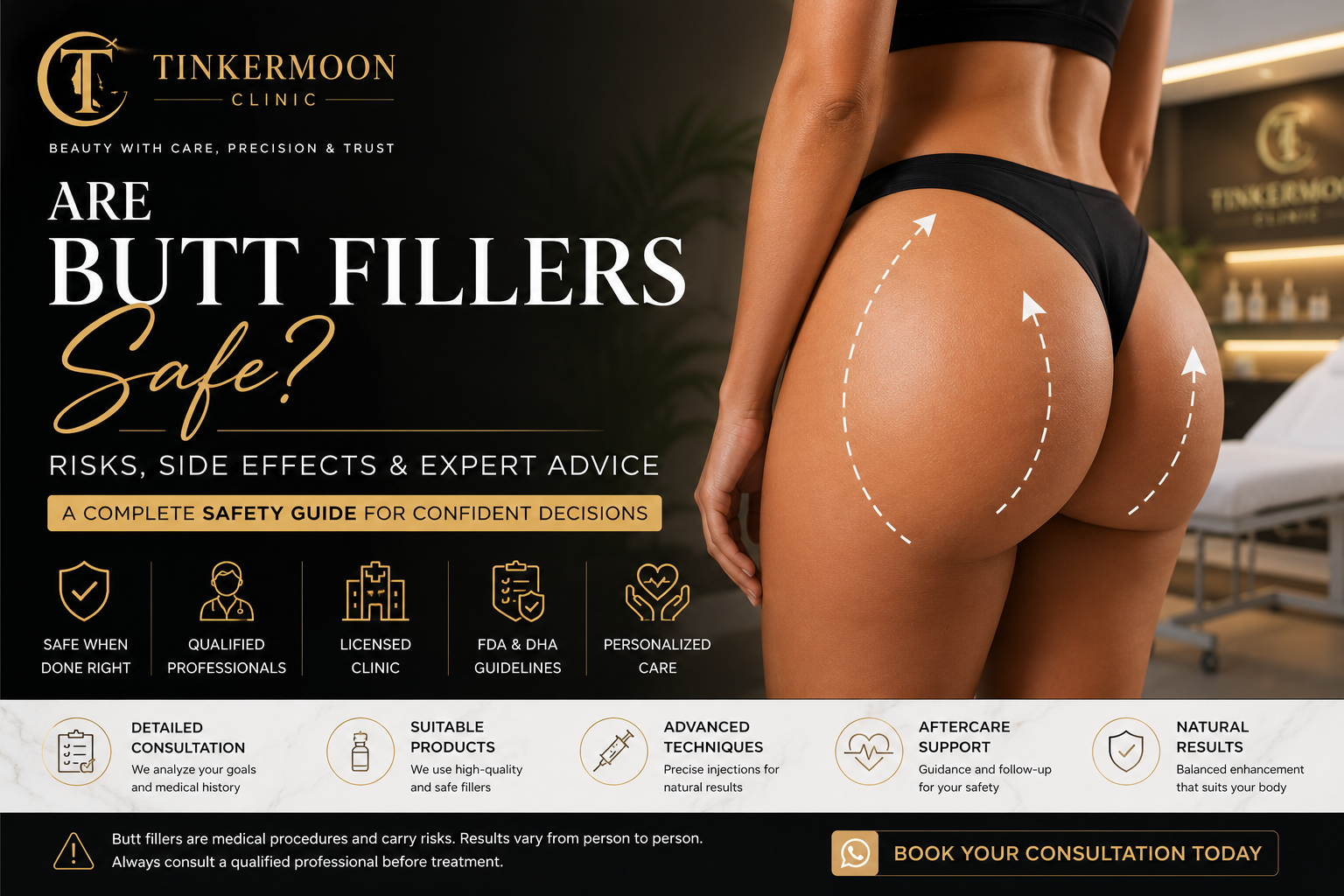 Are butt fillers safe in Dubai expert safety guide by Tinkermoon Clinic