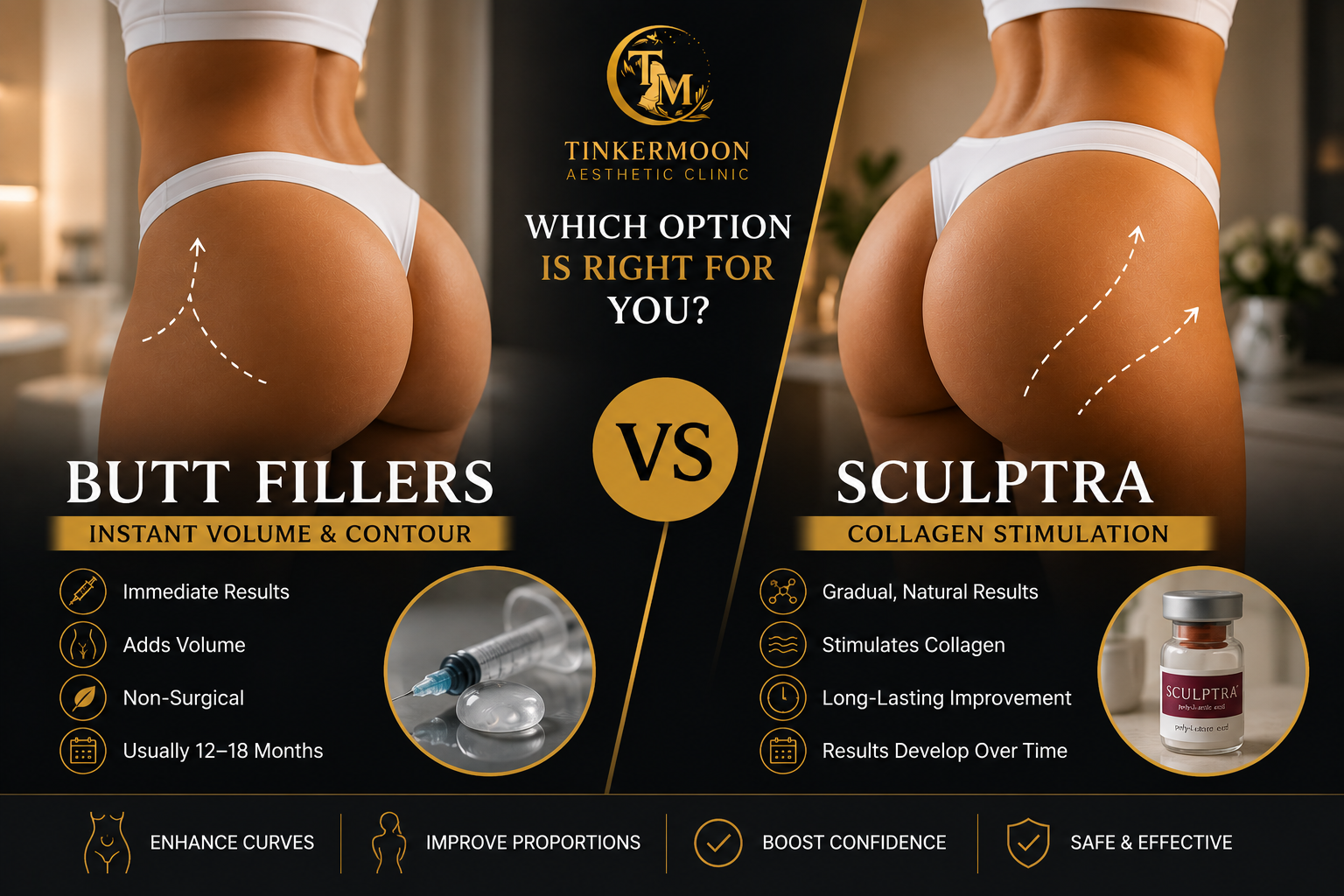 Comparison consultation between butt fillers and Sculptra treatment in Dubai clinic