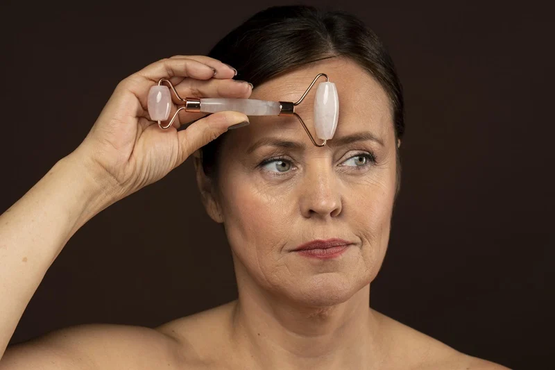 Facial skin showing age-related changes