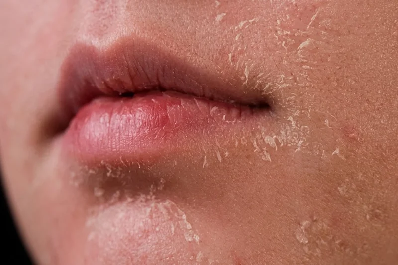 Dry skin and dehydration on the face