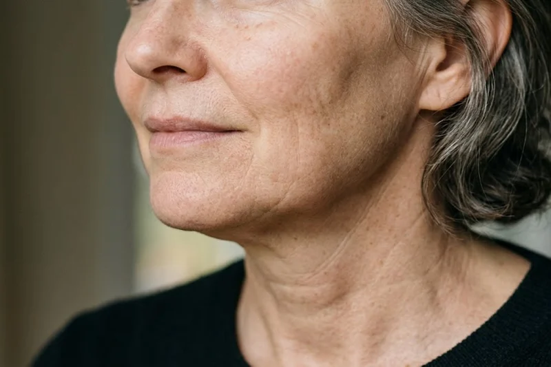 Loose face skin caused by aging and collagen loss