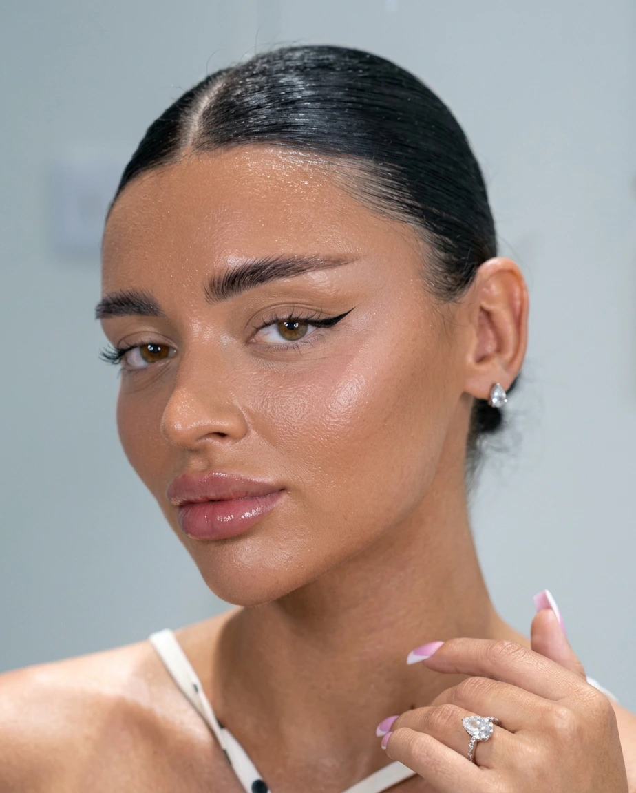 Close-up portrait of a woman with smooth glowing skin and defined facial contours representing face lift aesthetic results in Dubai at Tinkermoon Clinic